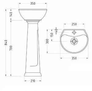 روشویی سینا مدل کاملیا 35 cm